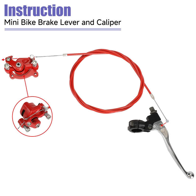 CILOYU Mini Bike Brake Lever Kit + Mini Bike Brake Caliper Replacement for Coleman CT100U CC100X Baja DB30 Motovox MBX10 MBX11 MMB80 MMB105 79cc 97cc 100cc Powersports Parts 61"" Brake Cable - Image 5